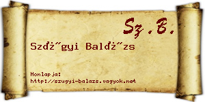 Szügyi Balázs névjegykártya